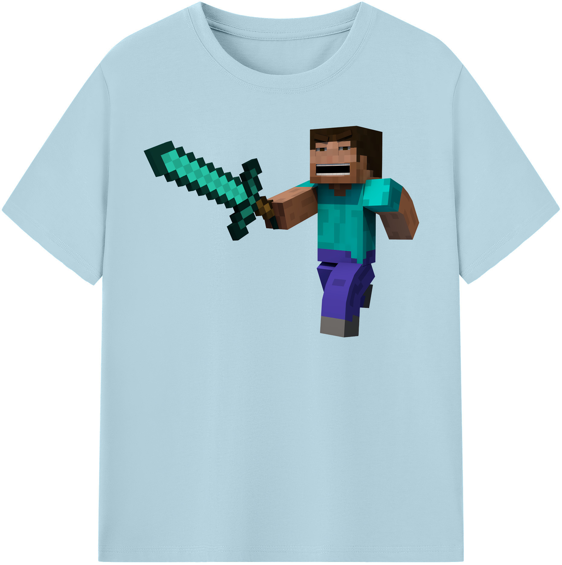 （画像用） マインクラフト ブロックの世界 Minecraft MC Block world 綿100％半袖Tシャツ（フロントプリント）